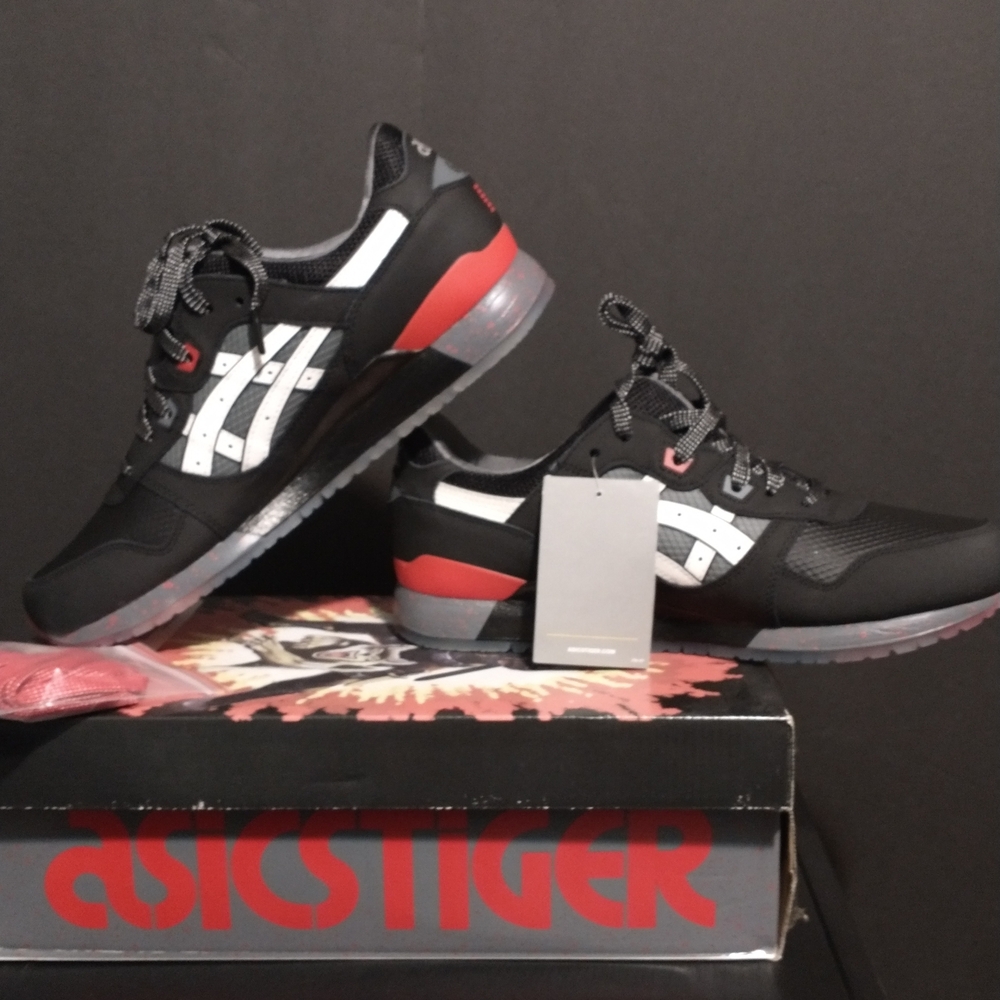 Asics Black and Red Sneakers with White Accents